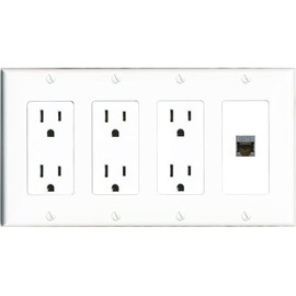 RiteAV CAT6-SHIELDED Wall Plate 4 Gang with 3 x 15A Duplex Power Outlets