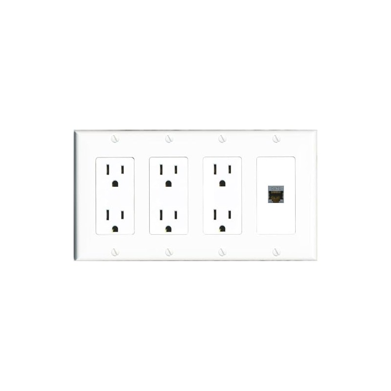 RiteAV CAT6-SHIELDED Wall Plate 4 Gang with 3 x 15A