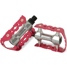 MTB Pedals Aluminium Non-Slip Bicycle Pedal Pair 9/16 Inch Thread for Mountain Bike/E-Bike/Trekking/City Bicycle Pedal Set Aluminium Bicycle Pedals EBike Bicycle Pedals Non-Slip Magenta Red