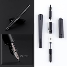 Pluma Fuente, Pluma Estilográfica de Punta Fina, Estilo Clásico de Lujo, 0.5mm Medium Point Tinta Líquida Negra Fuente De Punto Plumas de fuente de Fi