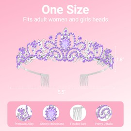 Papoopy Birthday Tiara and Crown with Sash, Birthday Tiara for Women Party (Purple)