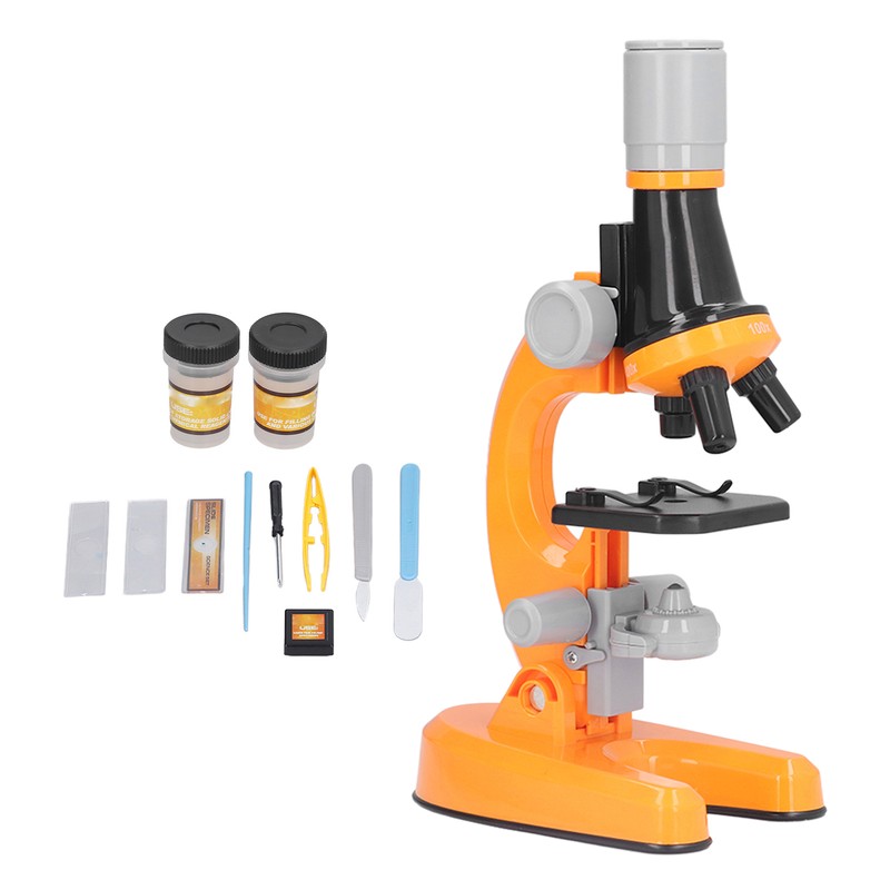 Kids Microscope Kit LED 1200X Microscope with Specimen Slides Science