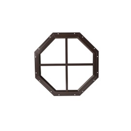 14 Inch Octagon Window, Flush Mount, Tempered Glass, Great for Outdoor Sheds, Garages, Playhouses, and Barns! (Brown)