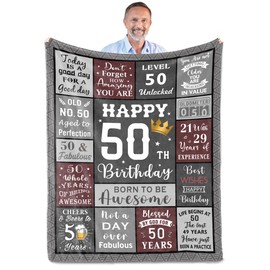 Fouca Best 50th Birthday Gifts for Him, 50 Year Old Gifts for Men, 1975 Birthday Gifts for Men, 50th Birthday Gifts for Men, Mens 50th Birthday Gift Ideas, Gifts Blanket 60" X 50" for 50th Birthday