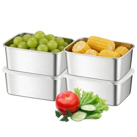 Contenedores para Alimentos, 4pz Caja de Almacenamiento de Alimentos de Acero Inoxidable, Organización y Almacenamiento de Cocina (600ML)             