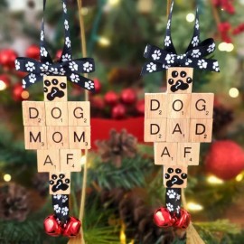 Unbranded Dog Mom Dog Dad AF Christmas Ornament, Gift from Dog, Dog Lover Christmas Gift