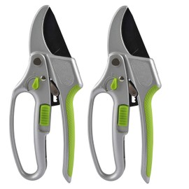 Garden Guru Ratchet Hand Pruning Shears - Professional Dual Mode Garden Clippers with Ergonomic Grip - Makes Tough Cuts Easy (2 Pack)