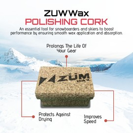 ZUWMax Ski/Snowboard Natural Polishing Cork, Eco-Friendly, Buffs Wax, Boosts Speed & Grip, Protects Base, Compact & Durable, Ideal for All Levels, Made in Portugal, Extends Gear Lifespan
