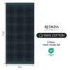 REDKISS 100% Cotton Hand Towels for Bathroom, Green Checkered Towel,