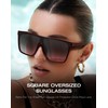 Fozono Trendy Square Oversized Sunglasses for Women Men Retro Flat
