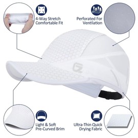 GADIEMKENSD Sport Cap,Soft Brim Lightweight Runn Hat Breathable Baseball Cap Quick Dry Mesh Sport Caps Cooling Portable Sun Hats for Men and Woman Performance Cloth Workouts and Outdoor White