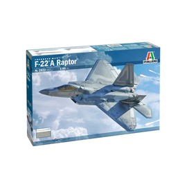 Italeri -2822 F-22A Raptor, 1:48 Scale, Model Kit, Plastic Model to Mount, Modeling, Grey, IT2822