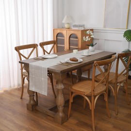 Gernaice Boho Table Runner, Modern Plaid Cotton Linen Farmhouse Table Runners for Dresser Dining Living Room Bedroom Home Decor, 60" L X 13" W Brown