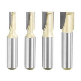 sourcing map 4pcs Bottom Cleaning Router Bit Set 5/16" 3/8" 1/2" 5/8" Cutting Dia 1/2" Shank Carbide Tipped Cutter Surfacing Planing Router Bits for Woodworking Planing