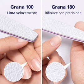 Kit 20 Lime per Unghie Professionali 100/180 | Doppia Grana per Manicure e Ricostruzione | Lime Unghie Resistenti per Uso Casa e Salone