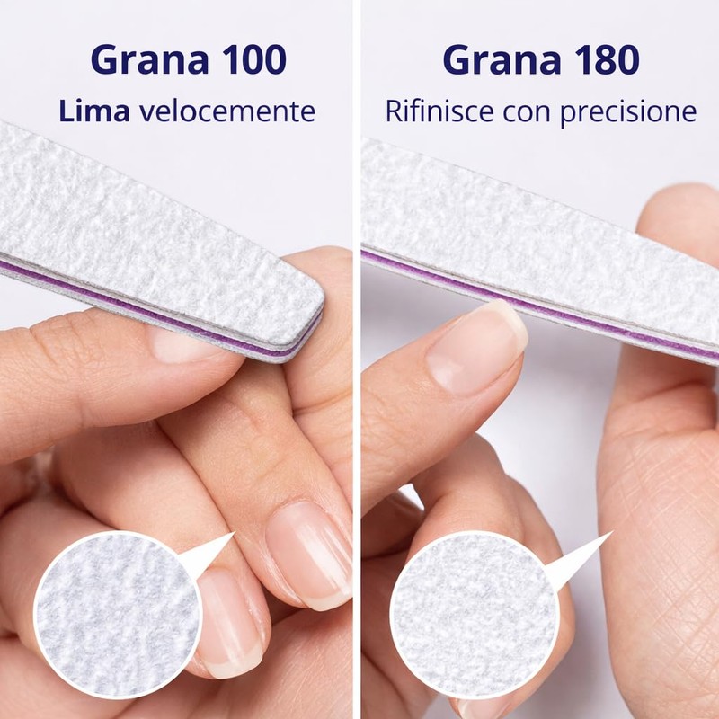 Kit 20 Lime per Unghie Professionali 100/180 | Doppia Grana