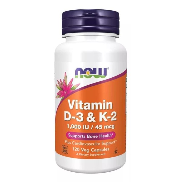 Aveeno Vitamina D3 & K2 Now 1000 Iu 45mcg 120 Cápsulas Sabor Sin Sabor
