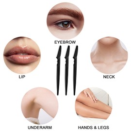 12 Pcs Eyebrow Razors, Face Razors Multipurpose, Exfoliating Dermaplaning Tools, Eyebrow Trimmers Shaver with Safety Cover, Facial Hair Removal for Women Men Body Use, Black, White, Light Pink