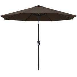 ABCCANOPY 9FT Outdoor Patio Umbrella, 8 Ribs Table Umbrella w/Crank for Easy Set Up, Suitable for Garden, Lawn, Deck & Backyard (Brown)