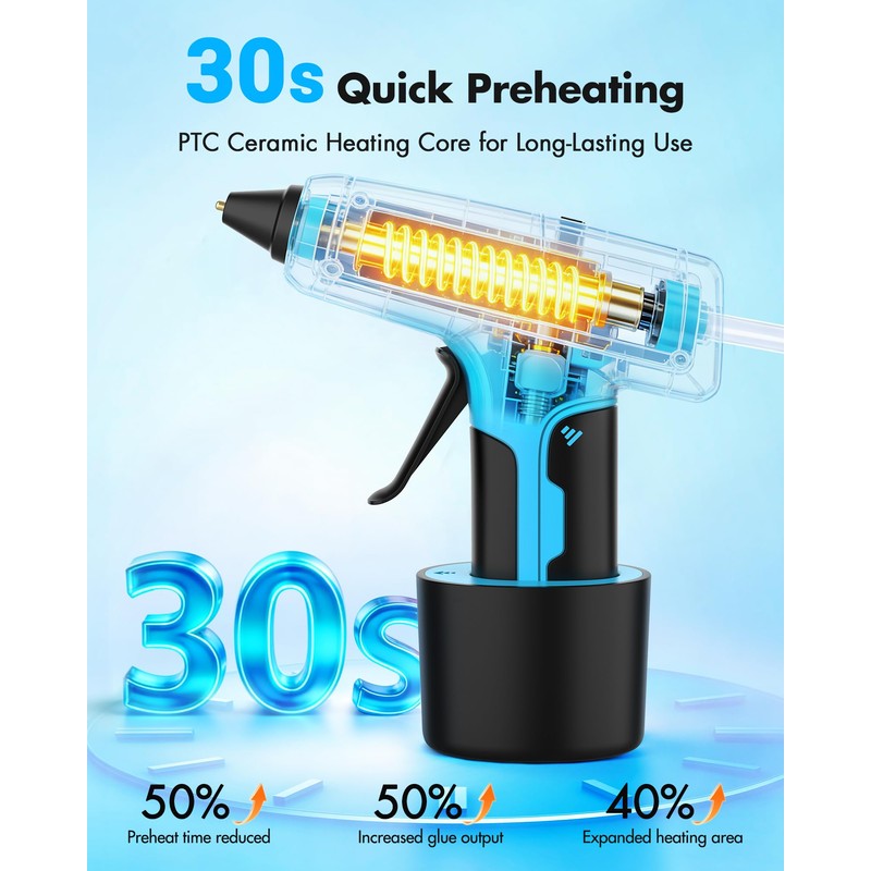 AOZOY Hot Glue Gun Cordless - USB Rechargeable 4000mAh Wireless