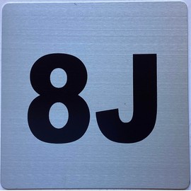 Apartment number 8J sign - UNIT NUMBER 8J SIGN (SILVER, SIZE 4x4 inch, DOUBLE SIDED TAPE) -Broadway Line