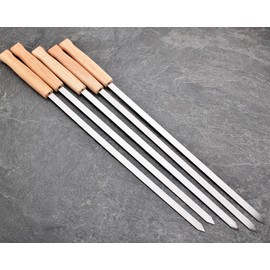 17-Inch Long Flat BBQ Skewers, HONSHEN Brazilian-style Stainless Steel 3/8 Inch Wide Blade with hardwood Handle barbecue skewers for Grilling Meat,Chicken,Shrimp,Vegetables-Set of 12