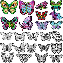 Motipuns 24 Pcs Butterflies Velvet Coloring Fuzzy Color Your Own Velvet Butterflies DIY Butterflies for Crafts and Arts Family Craft Project to Color and Share Party Favors and Activities