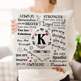 HKTNGEX Inspirational Throw Pillow Cover Gift,26 Letter Initial Alphabet A-Z Cushion Cover Pillowcase For Daughter Son Sisters Friends Colleague Birthday Christmas Graduation Reminder Home Decor (K)