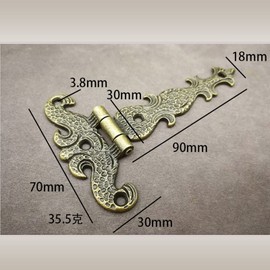 Retro Bronze Hinges Decorative Vintage T-Hinge Angle Hinge Door Hinge Rustic Antique Door Hinges Gate Fitting Suitable for Door Barn Doors Black Wrought Iron Rustproof Gate Cabinet