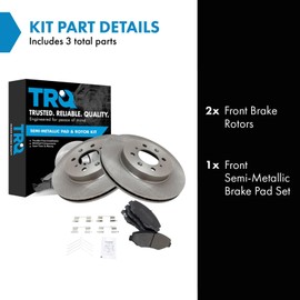 TRQ Front Brake Pad & Rotor Kit Brake Pads Brake Rotor Semi-Metallic Compatible with 2013-2014 Honda Fit