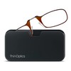 ThinOptics Universal Pod Rectangular Reading Glasses, Brown Frames/Black Case, 2