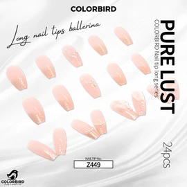 COLORBIRD Z449 Nail Tips, Long, 24 Pieces, Pink, Nail Tips, Short, Cute, Ballerina