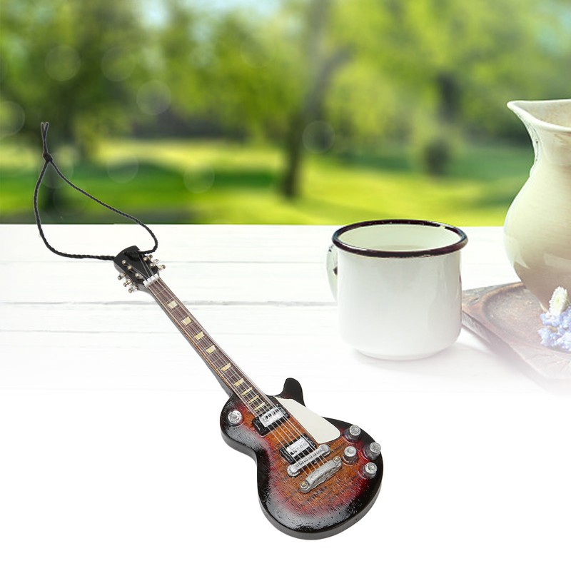 Miniature Electric Guitar Model Exquisite Wooden Guitar Ornament for Music