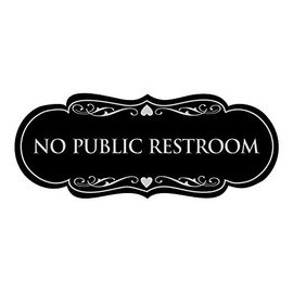 Signs ByLITA Designer No Public Restroom Sign(Black/Silver) - Medium 1 Pack