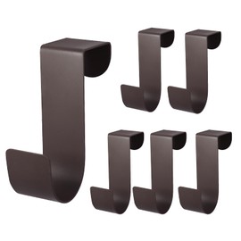 Biaungdo 6 Pcs Over The Cabinet Door Hooks, Brown Stainless Steel Hanger Hook Organizer Holder Back Door Hanger Single Hanging Hooks for Over The Door, Kitchen, Christmas, Wreath, Clothes