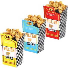 24 Pieces Race Car Fuel Can Popcorn Treat Boxes - Racing Birthday Party Supplies ?Candy Cookie Container for Baby Shower, Bridal Shower, Race Car Theme Party Favors Decoration (Red, Yellow, Blue)
