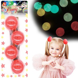 2 Pcs 42mm Large Ball Knockers Hair Ties Ponytail Holders Glow in the Dark Hair Accessories for Girls Kids Toddler (Red)