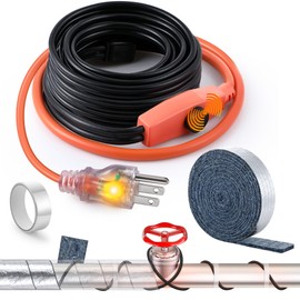 Saillong Heat Tape for Water Pipes & Pipe Wrap Insulation with Tape, Self Regulating Heat Cable, Cotton Water Pipe Insulation Wrap for Freeze Protection RV(12ft,31.5ft)