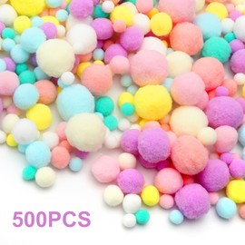 DAWRIS 500 Stück Pompons zum Basteln 1-3cm 5 Größen Pompoms Bunte Pompons Deko Filzkugeln Bunt Filzkugeln Pastell Bommel zum Basteln Pom Pom Kit für DIY Kreative Handwerk,Partydekoration