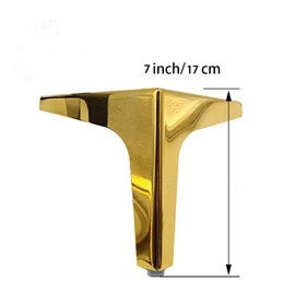 WANLIAN 7 Inch Gold Furniture Legs, Heavy Duty Metal Furniture Feet for Cabinet Sofa TV Stand Bookcase Cabinet Legs Set of 4 (Gold)
