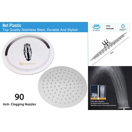 NearMoon Shower Head and 15 Stage Shower Filter Combo, High Pressure Filtered Showerhead for Hard Water, Improves the Condition of Your Skin, Hair - 1 Replaceable Filter Cartridge (8 Inch, Chrome)