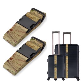 WIRESTER Set of 2 Adjustable Luggage Straps with Buckle, Travel Secure Belt for Suitcase Baggage, Luggage Accessories - Passport Custom Stamps