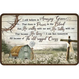 Metal Tin Sign Rustic I Still Believe in Amazing Grace Christian Christian for Home Garden Kitchen Bar Cafe Restaurant Garage Wall Decor Retro Vintage 12x8 Inch