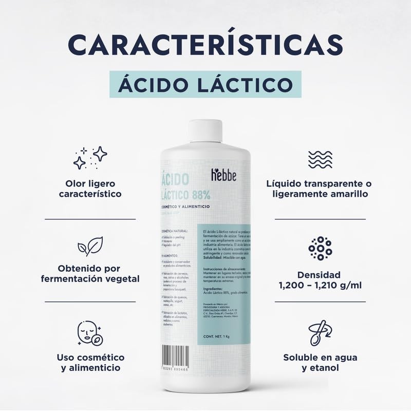 Hebbe - Ácido Láctico, Exfoliante y Regulador de pH para