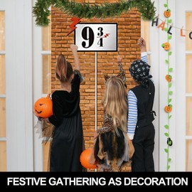 ChAusa 9 and 3/4 Cross Station Sign Brick Wall Background Wizard Party Wall Decoration Banner Door Curtains for Magic School Birthday Party Decorations