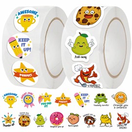Pack of 1000 Reward Stickers Roll Animals Motifs Reward Stickers for Teacher Supplies Teacher Reward Stickers for School and Teacher Reward Stickers School Stickers