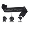 MGJSRNH Birthday Sash for Girl,Black Glitter Satin Silver Rhinestone Sash