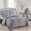 Royal Tradition 7pc Quilt Bedding Set Includes: Grey Odette Coverlet