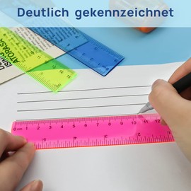 Suofuolef Pack of 6 15 cm / 6 inch plastic ruler, colourful transparent ruler with centimetres and inches for school, office, home