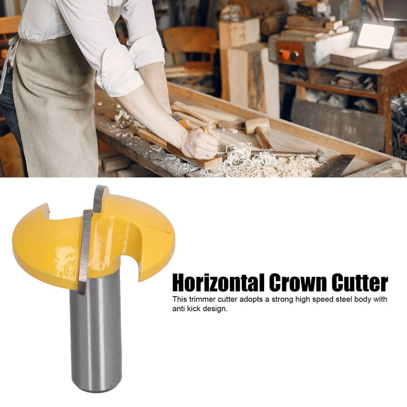 Horizontal Crown Router Bit，1/4 Inch Shank Crown Cap Molding Router